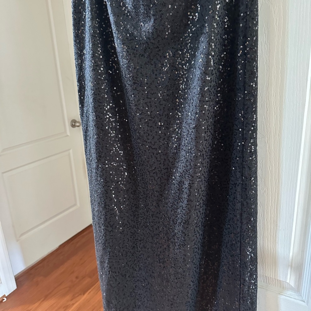 Neiman Marcus Black Sequin Maxi Pencil Skirt with slit in back - Picture 2 of 10